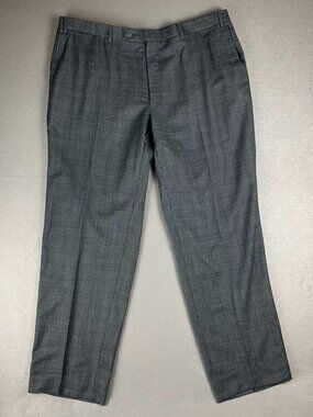 Canali Gray Check Silk Blend Dress Pants Trousers Mens 52R 41x31 Italy